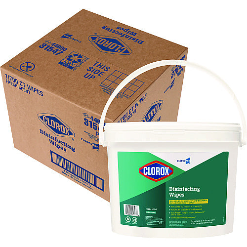 Clorox Disinfecting Wipes, 1-Ply, 7 x 8, Fresh Scent, White, 700/Bucket (31547)