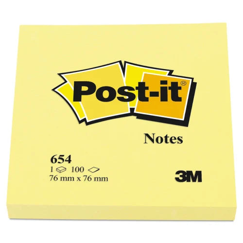 Post-it Original Pads in Canary Yellow, 3" x 3", 100 Sheets/Pad, 12 Pads/Pack (654YW)