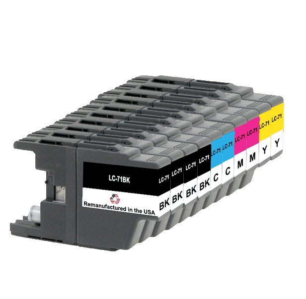 U.S. Remanufactured for Brother LC71 4 Black / 2 Each Color Ink Cartridges 10-pack