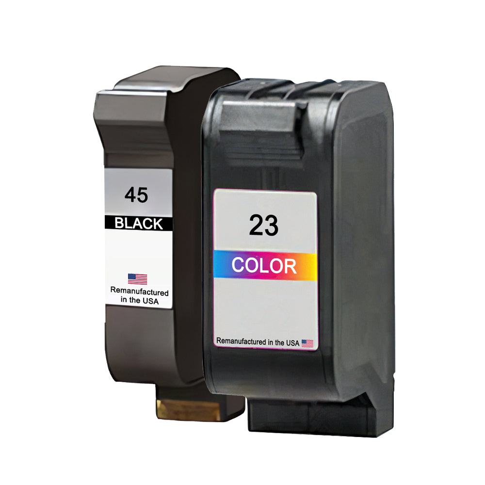 U.S. Remanufactured for HP 45 Black / 23 Color Combo Pack Ink Cartridges