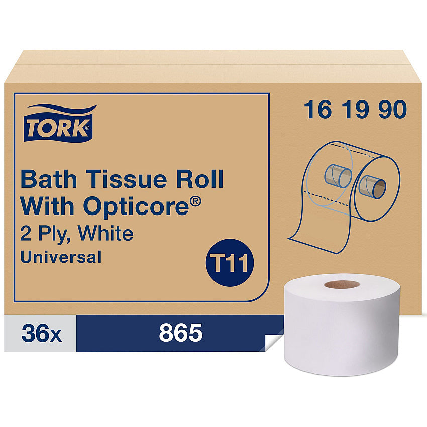 Tork® Universal Opticore Toilet Paper Rolls, 2-Ply, White, 36 Rolls (161990)