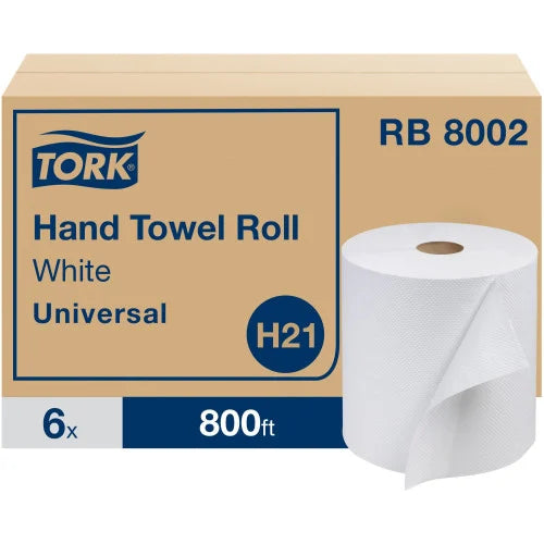 Tork® Universal Hardwound Paper Towels, White, 800-ft., 6 Rolls (RB8002)
