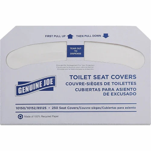 Genuine Joe Half-fold Toilet Seat Covers Half-fold - For Public Toilet - White - 250/Pack - 10 / Carton (GJO10150)