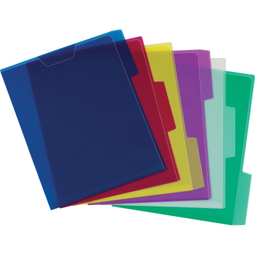Pendaflex 1/3 Tab Cut Letter Top Tab File Folder 8 1/2" x 11" - Poly - Blue, Magenta, Yellow, Purple, Lime, Ice - Translucent, Wear Resistant, Water Resistant - 6 / Pack (52565)