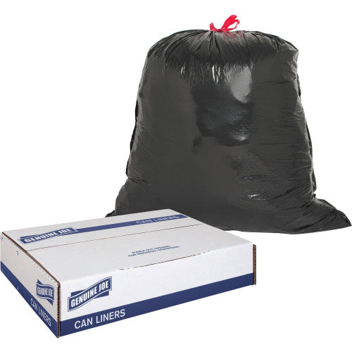 Genuine Joe Flexible Drawstring Trash Can Liners Medium Size - 30 gal Capacity - 32" Length x 30" Width x 1.05 mil (27 Micron) Thickness - Low Density - Drawstring Closure - Black - Resin - 42/Box - 1 / Carton (GJO01230)