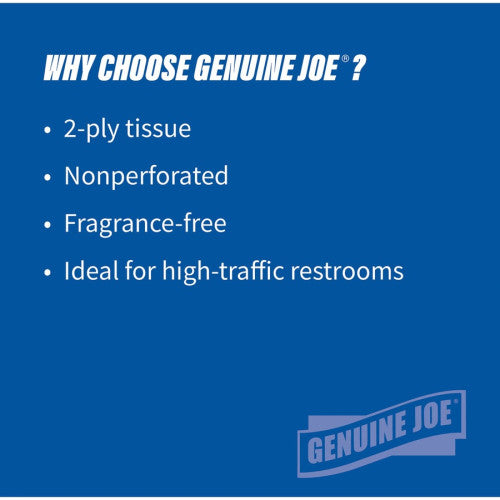 Genuine Joe® Jumbo Roll Toilet Paper, White 2-Ply, 8 Rolls (GJO2506008)