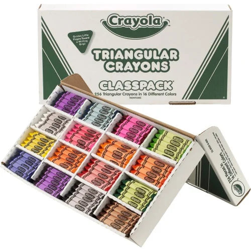 Crayola Triangular Anti-roll Crayons Black, Blue, Blue Violet, Brown, Carnation Pink, Green, Orange, Red, Red Orange, Red Violet, Violet, ... - 256 / Box (528039)