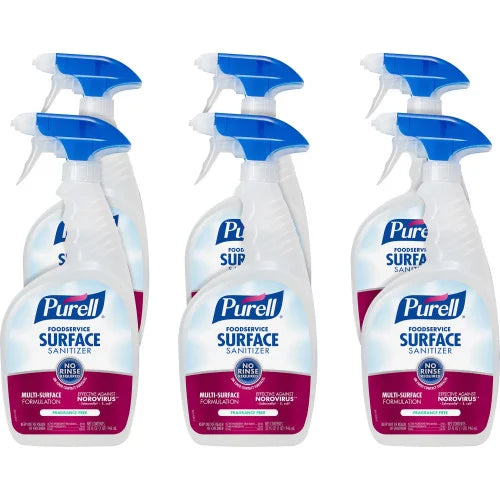 PURELL® Foodservice Surface Sanitizer 32 fl oz (1 quart) - Rinse-free, Fragrance-free - Clear Spray Bottle - 6 / Carton (334106)