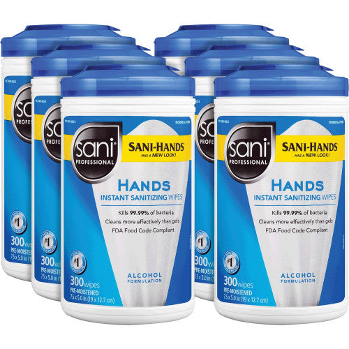 PDI Hands Instant Sanitizing Wipes WhiteTub - 300/Tub - 6 / Carton (P92084CT)