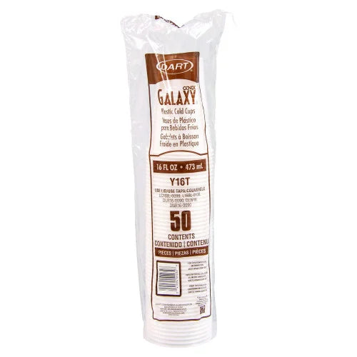 Dart High-Impact Polystyrene Cold Cups, 16 oz, Translucent, 50 Cups/Sleeve, 20 Sleeves/Carton (Y16T)