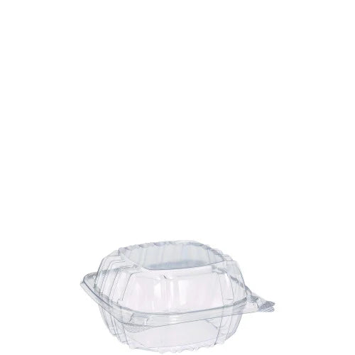 Dart ClearSeal Hinged-Lid Plastic Containers, 5.8 x 6 x 3, Clear, Plastic, 125/Pack, 4 Packs/Carton (C57PST1)