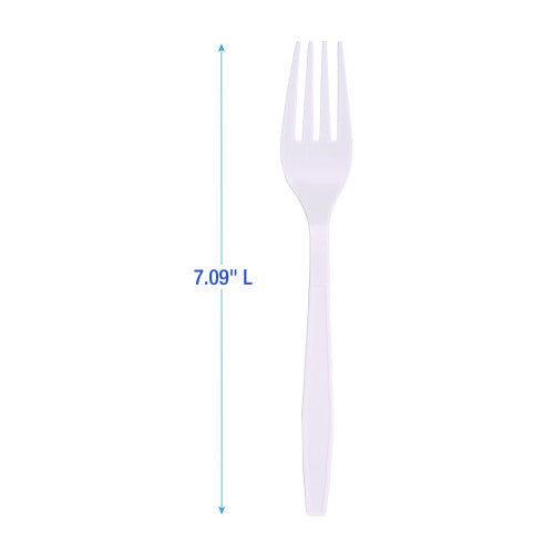 Boardwalk® Heavyweight Plastic Cutlery, Fork, WE, 1000 Pcs. (BWKFORKHWPPWH)