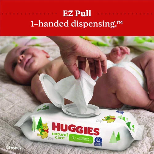 Huggies Natural Care Sensitive Baby Wipes, Unscented, White, 64/Pack, 12 Packs/Carton (51079)