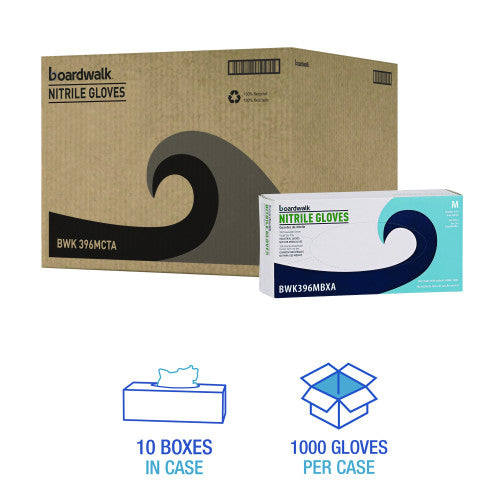 Boardwalk® Disp Powder-Free Nitrile Gloves, M, Blk, 4.4 mil, 1000/CT (BWK396MCTA)