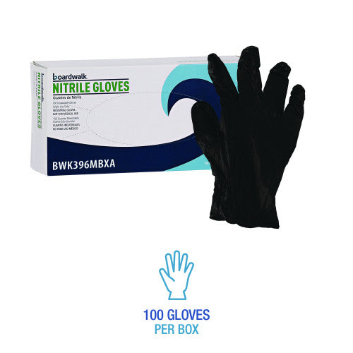 Boardwalk® Disp Powder-Free Nitrile Gloves, M, Blk, 4.4 mil, 1000/CT (BWK396MCTA)