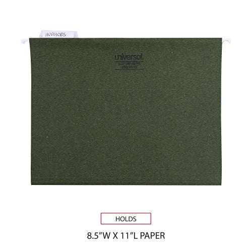 Universal Hanging File Folders, Letter Size, 1/5-Cut Tabs, Standard Green, 25/Box (UNV14115)