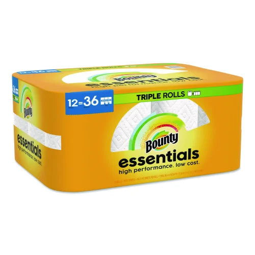 Bounty® Essentials Kitchen Paper Towel Rolls, 2-Ply, 162 Sheet Rolls, 12 Rolls (16681)