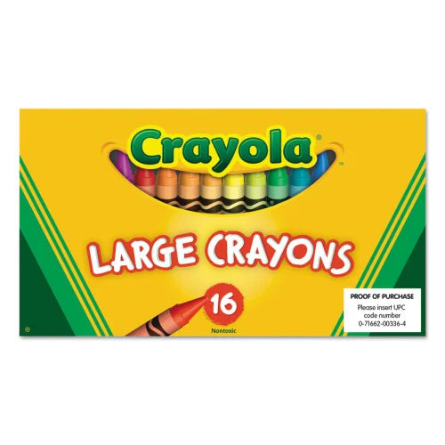 Crayola Large Crayons, Lift Lid Box, 16 Colors/Box (520336)