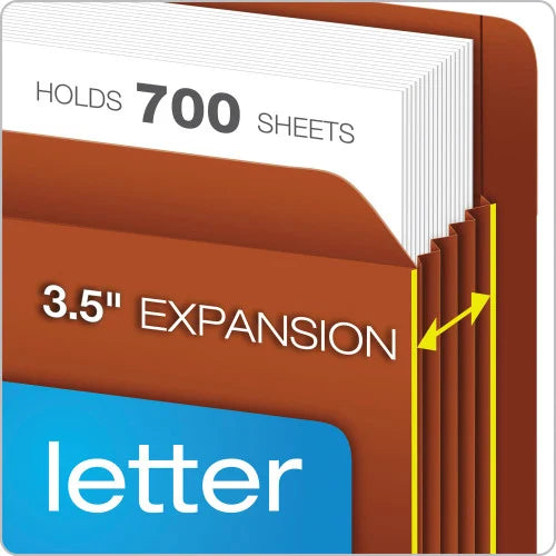 Pendaflex Heavy-Duty End Tab File Pockets, 3.5" Expansion, Legal Size, Red Fiber, 10/Box (95545)