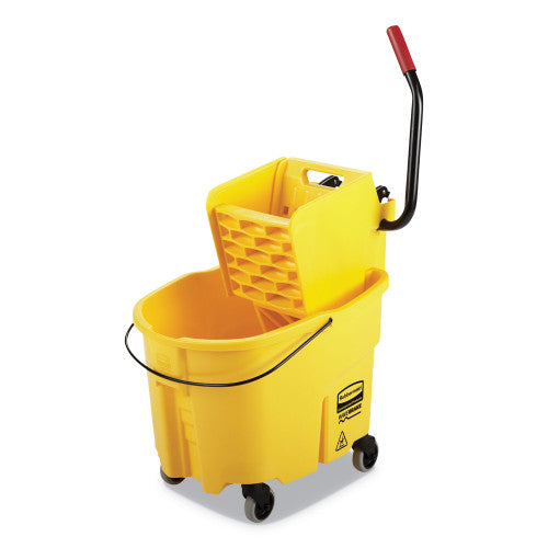 Rubbermaid Commercial WaveBrake 2.0 Bucket/Wringer Combos, Side-Press, 35 qt, Plastic, Yellow (FG758088YEL)