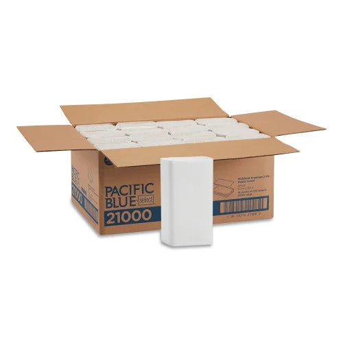 Pacific Blue® Select Multifold Paper Towels, 2-Ply, White, 2000 Towels (21000)