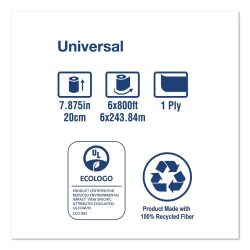 Tork® Universal Hardwound Paper Towels, White, 800-ft., 6 Rolls (RB8002)