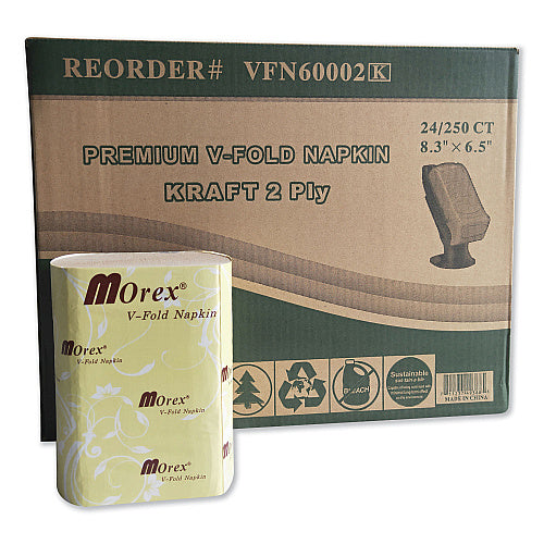 GEN Premium Interfold Pop-Up Dispenser Napkin, 6.5 x 5, Brown, 6,000/Carton (VFN60002K)