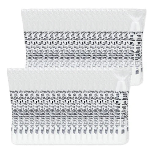 Dart Foam Drink Cups, 12 oz, Squat, White, 1,000/Carton (12J16)