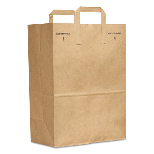 General Grocery Paper Bags, Natural Kraft Flat Handles, #1/6 BBL Size, 12" x 7" x 17", Natural, 300/Bundle (SK1670EZ300)