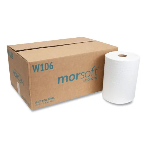 Morcon® Hardwound Paper Towels, White, 1-Ply, 800-ft., 6 Rolls (W106)