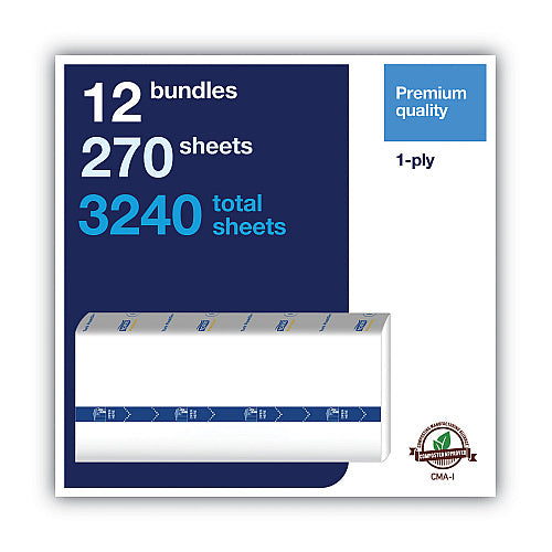 Tork® Continuous Multifold Paper Towels, 1-Ply, White, 3240 Towels (105066)