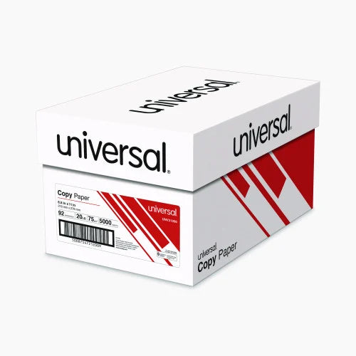Universal Copy Paper, 92 Bright, 20 lb Bond Weight, 8.5 x 11, White, 500 Sheets/Ream, 10 Reams/Carton (UNV21200)