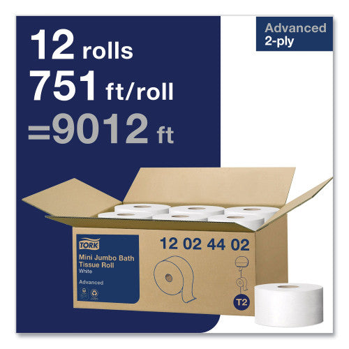 Tork® Jumbo Jr. Toilet Paper, 2-Ply, White, 751-ft., 12 Rolls (12024402)