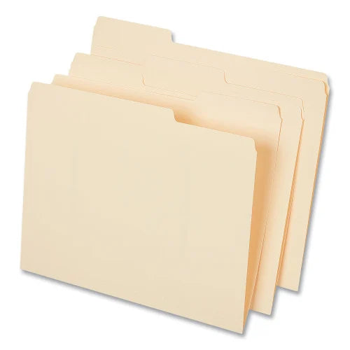 Universal Top Tab File Folders, 1/3-Cut Tabs: Assorted, Letter Size, 0.75" Expansion, Manila, 50/Box (UNV18104)