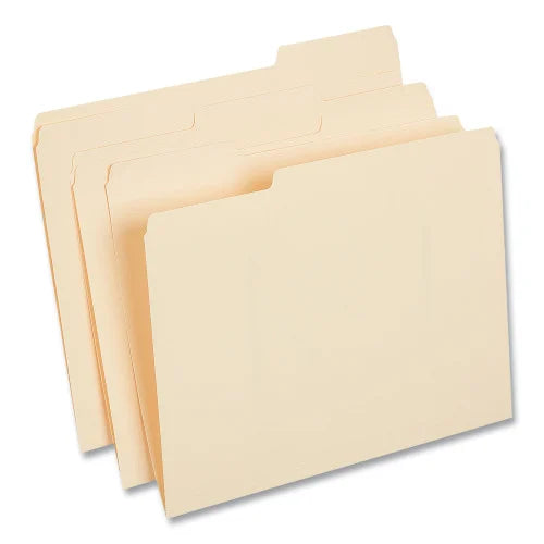 Universal Top Tab File Folders, 1/3-Cut Tabs: Assorted, Letter Size, 0.75" Expansion, Manila, 50/Box (UNV18104)