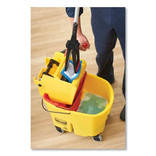 Rubbermaid Commercial WaveBrake 2.0 Bucket/Wringer Combos, Side-Press, 35 qt, Plastic, Yellow (FG758088YEL)