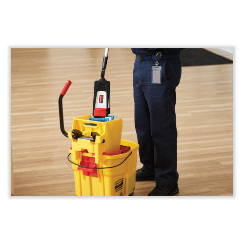 Rubbermaid Commercial WaveBrake 2.0 Bucket/Wringer Combos, Side-Press, 35 qt, Plastic, Yellow (FG758088YEL)