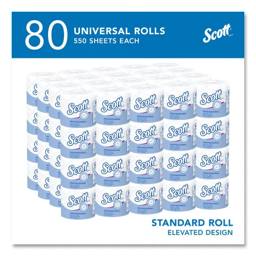 Scott Essential Standard Roll Bathroom Tissue for Business, Septic Safe, 2-Ply, White, 550 Sheets/Roll, 80/Carton (04460)