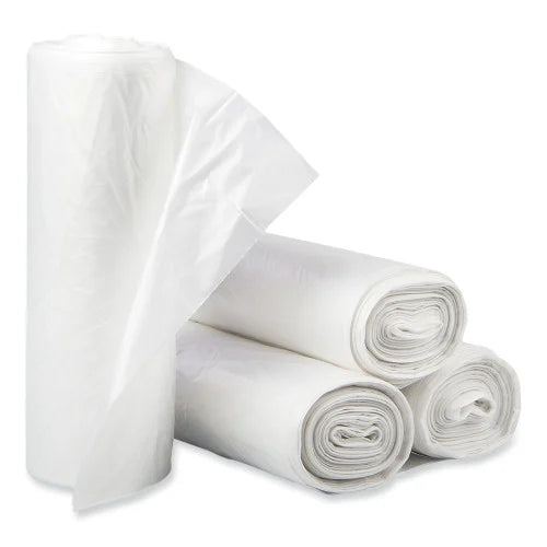 Inteplast Group High-Density Commercial Can Liners, 30 gal, 16 mic, 30" x 37", Clear, Interleaved Roll, 25 Bags/Roll, 20 Rolls/Carton (S303716N)