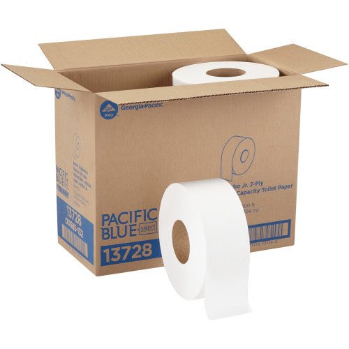 Pacific Blue® Jumbo Jr. Toilet Paper Rolls, 1-Ply, 2000-ft., 8 Rolls (13718)