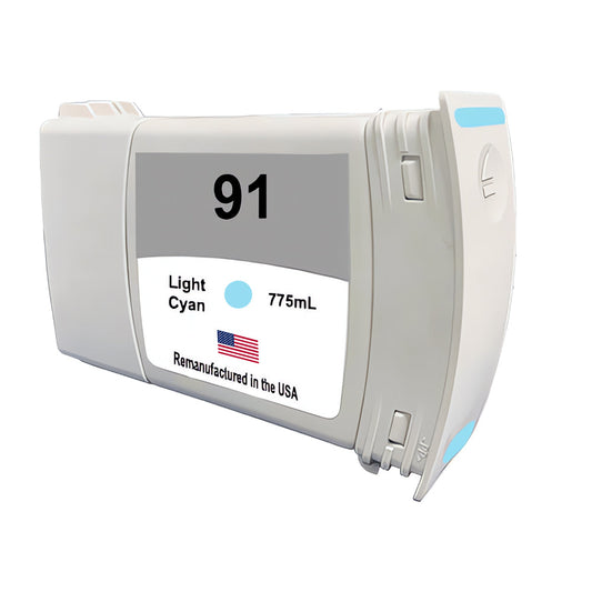 U.S. Remanufactured for HP 91 775mL (C9470A) Light Cyan Ink Cartridge