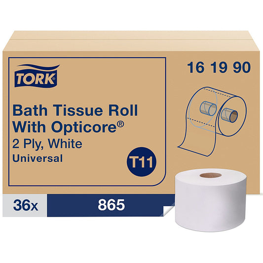 Tork® Universal Opticore Toilet Paper Rolls, 2-Ply, White, 36 Rolls (161990)