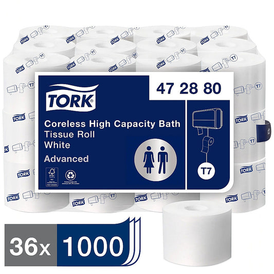 Tork® High-Capacity 2-Ply Toilet Paper, 1000 Sheets, 36 Rolls (472880)